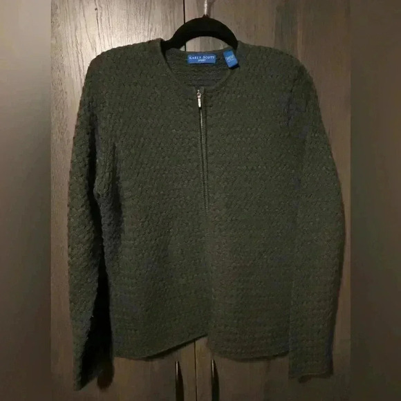 Karen Scott Sport Zip Knit Cardigan Size Large 100% Acrylic - Picture 1 of 2